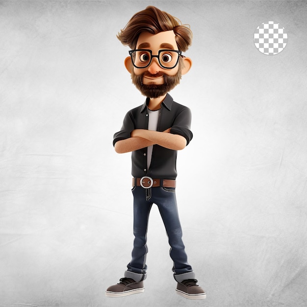 3d Cute cartoon young man Isolated on transparent background Playful Transparent PNG Character