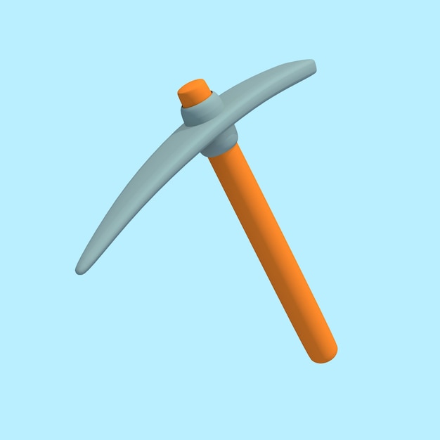 PSD 3d cute render pickaxe for icon