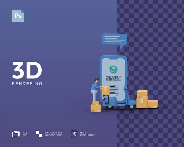 PSD 3d delivery illustration