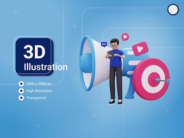 3d digital marketing concept illustration