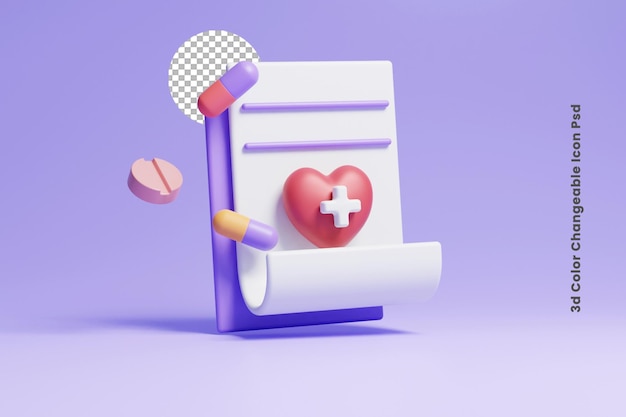 3d doctor prescription icon or patient report paper icon