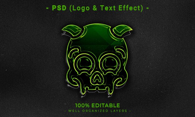 3d editable logo and text effect style mockup with dark abstract background