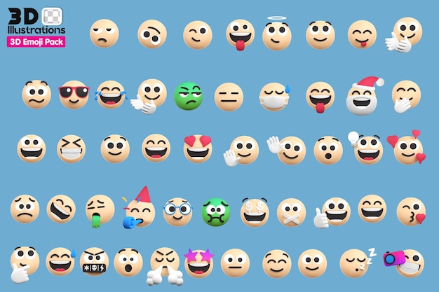 PSD 3d emoji white pack w różnych punktach widzenia