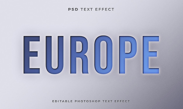 3D europe text effect template with blue color