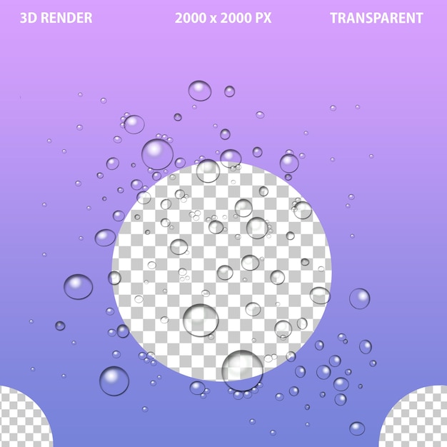 PSD 3d filtrowane kropelki wody i rozpryski