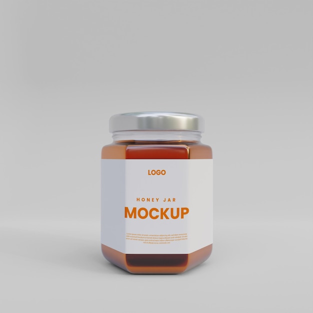 3D Glass Honey Jar Mockup