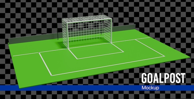 3D Goalpost football with field mockup