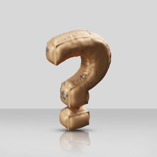 PSD 3d golden question mark with textured surface