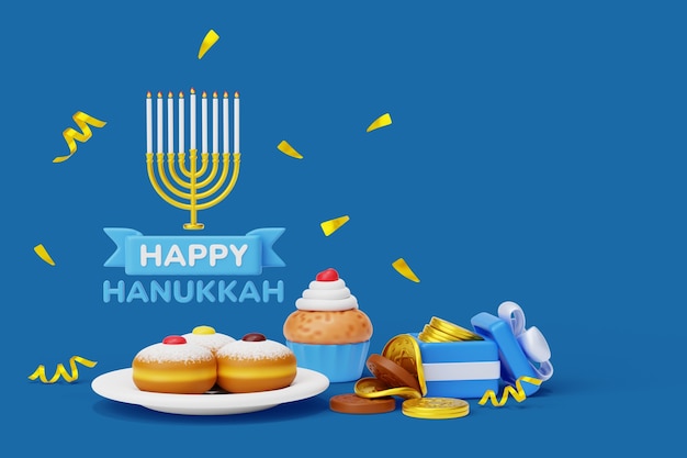 PSD 3d hanukkah still life background