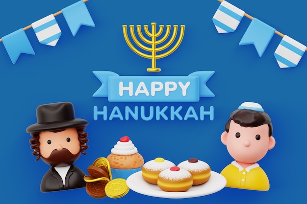 PSD 3d hanukkah still life background