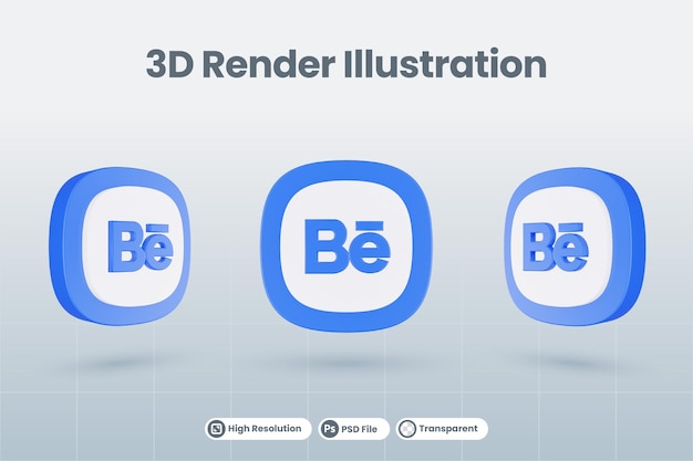 3d icon behance social media logo isolated render