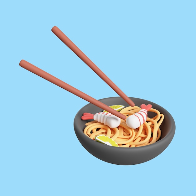 3d icon for cuisine with noodles