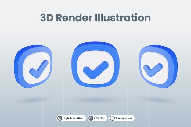 3d icon illustration approved verified checklist check isolated