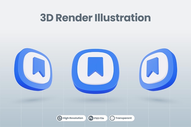 3d icon illustration archive bookmark isolated