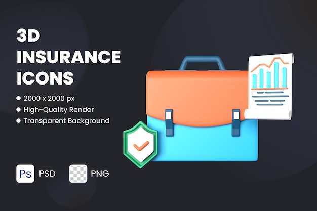 PSD 3d icon illustration business insurance