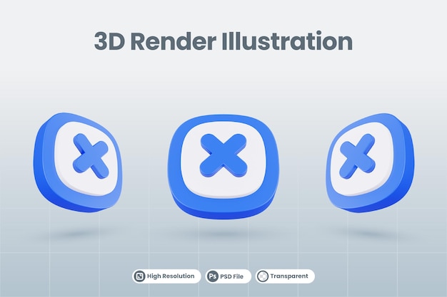 3d icon illustration cross rejection wrong isolated