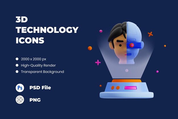 PSD 3d icon illustration hologram