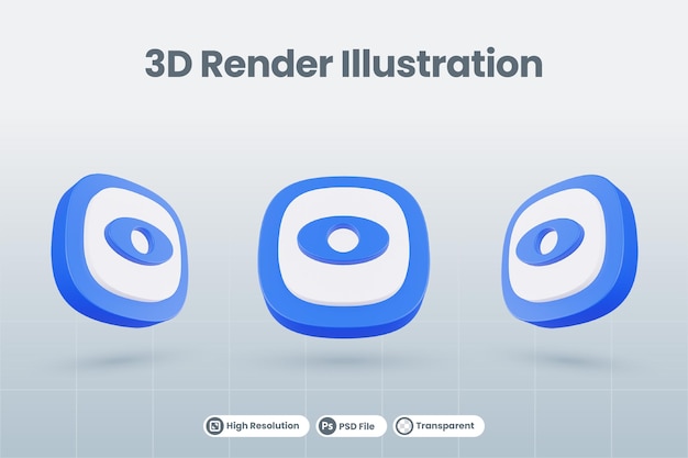 3d icon illustration seen unhide isolated