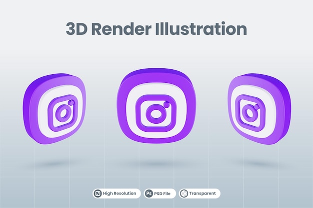 3d icon instagram social media logo isolated render