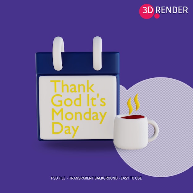 3d icon monday day