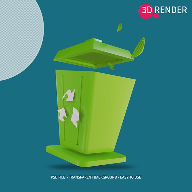 3d icon render organic trash can