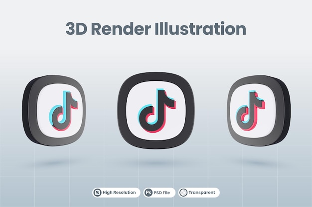 3d icon tiktok social media logo isolated render