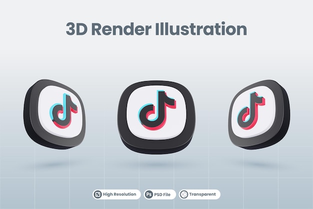 3d icon tiktok social media logo isolated render