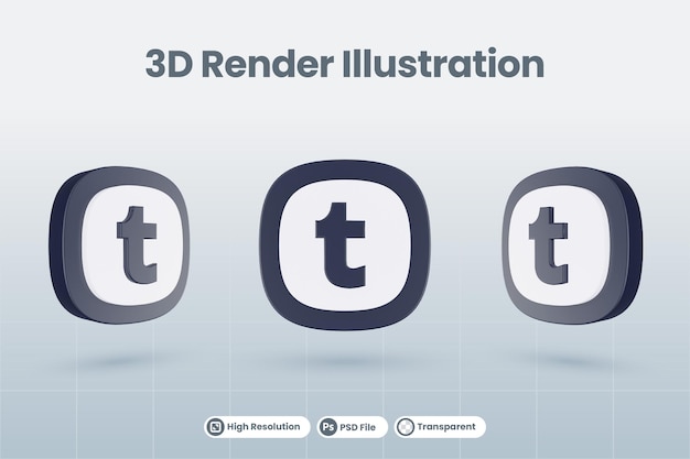 3d icon tumblr social media logo isolated render