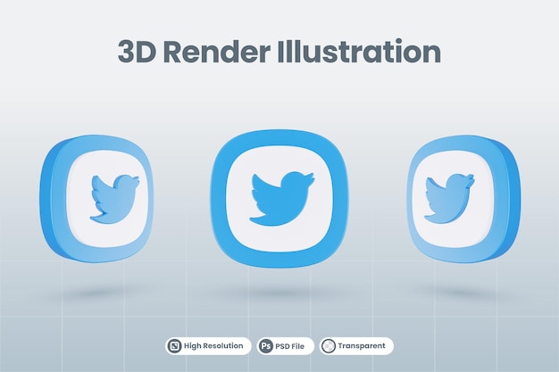 3d icon twitter social media logo isolated render