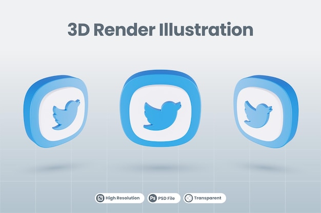 3d icon twitter social media logo isolated render