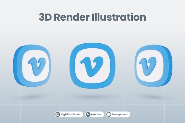 3d icon vimeo social media logo isolated render