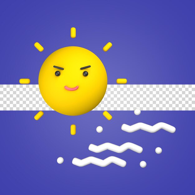 PSD 3d icon weather sunny windy emoticon smile