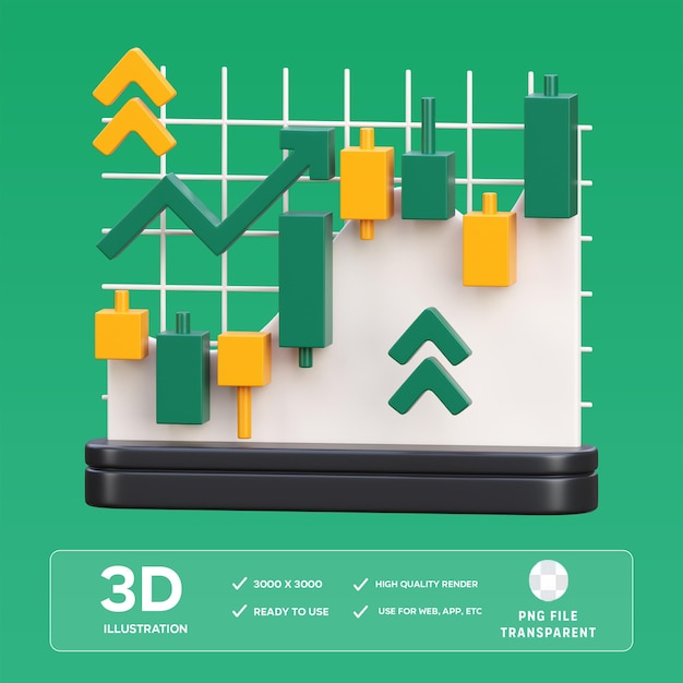 PSD 3d-illustratie van de winst op de beurs van psd