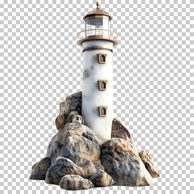 3D-illustratie van een witte achtergrond van een vuurtoren