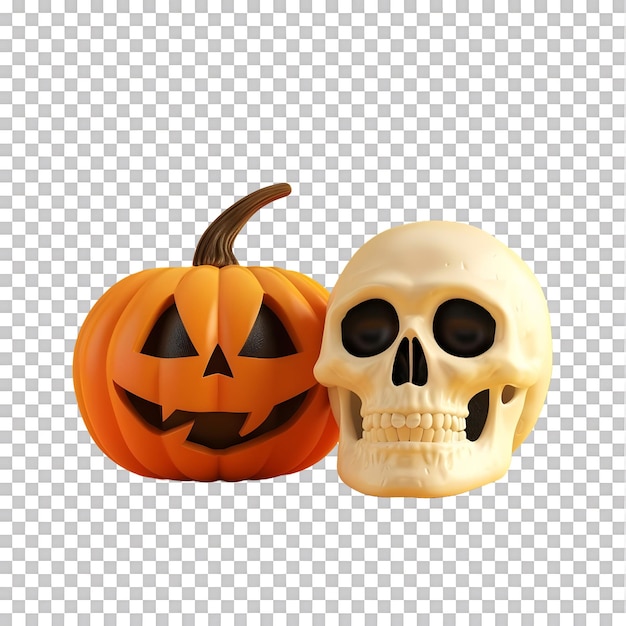 3D-illustratie van Halloween pompoen en schedel