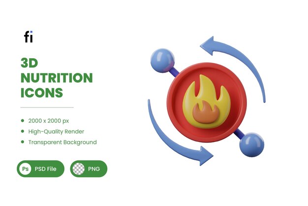 PSD 3d-illustratie van voeding metabolisme