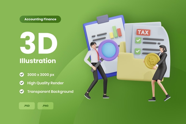 PSD 3d illustration accounting management