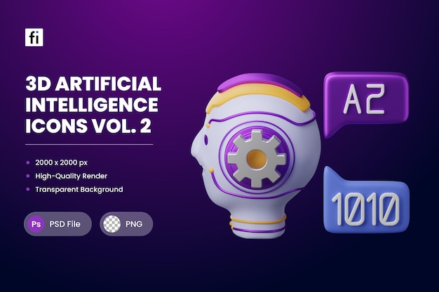 PSD 3d illustration artificial intelligence natural language understanding