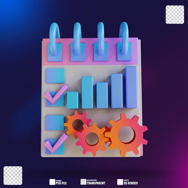 3D illustration colorful schedule management