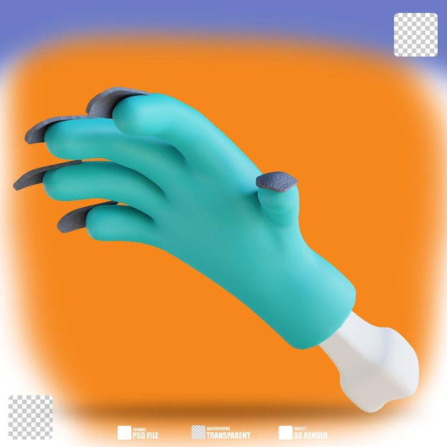 3d illustration cute zombie hands