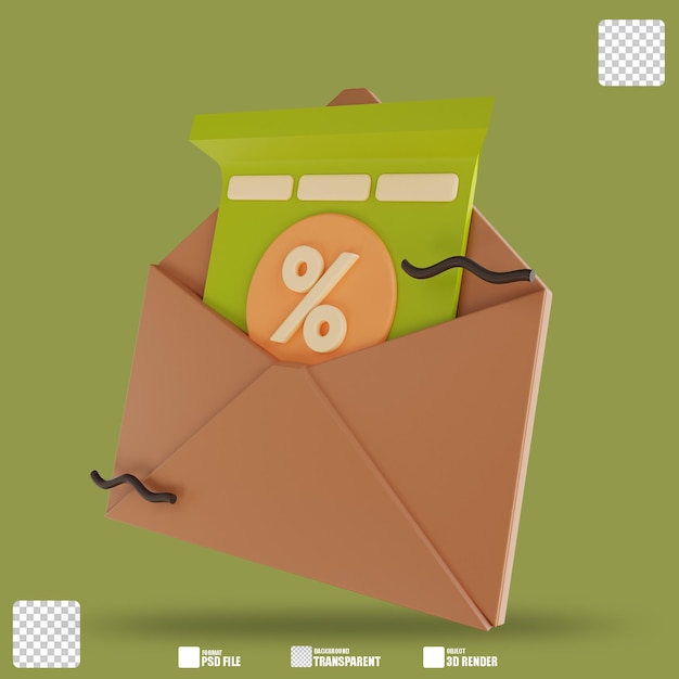 3D illustration discount letter 3