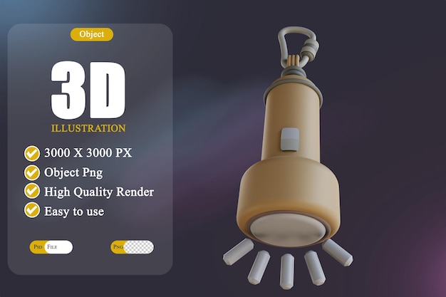 3D Illustration flashlight 4