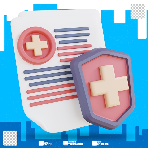 PSD 3d illustration of health document security 2