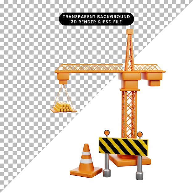 PSD 3d illustration icon of maintenance or under construction icon in 3d render