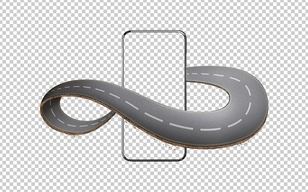 PSD 3d illustration of infinity symbol road with car and location icon endless highway creative design