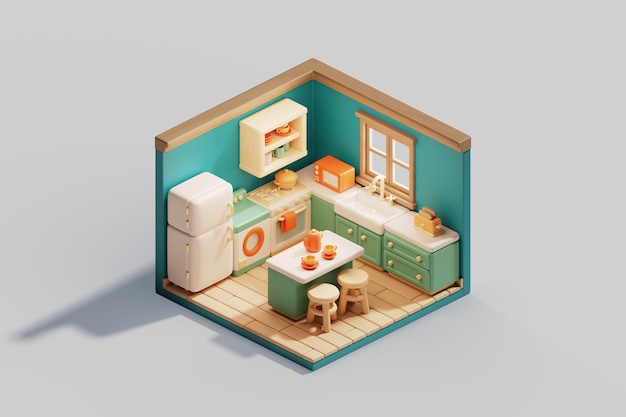 3d illustration of isometric room