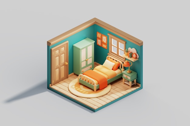 3d illustration of isometric room