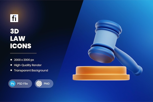 PSD 3d illustration law enforcement gavel