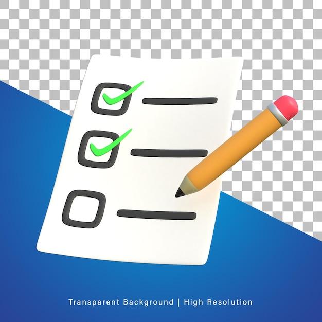 PSD 3d illustration of list