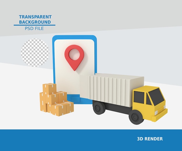 PSD 3d illustration of online delivery in phone